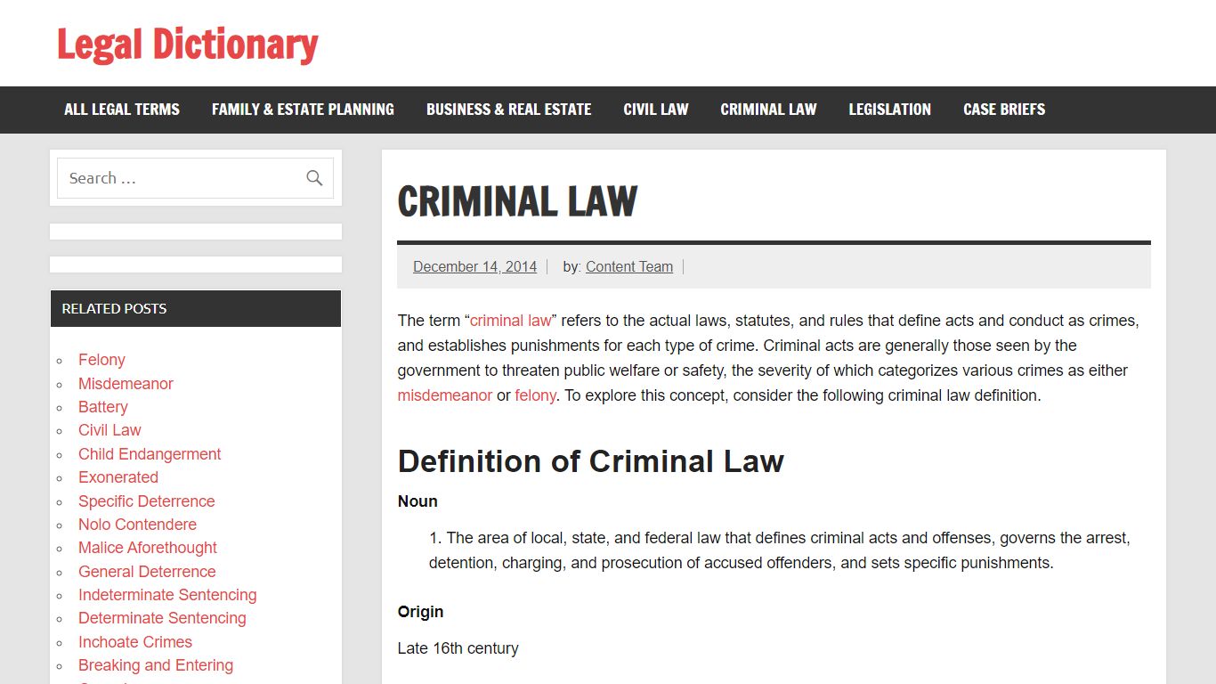 Criminal Law - Definition, Cases and Examples - Legal Dictionary