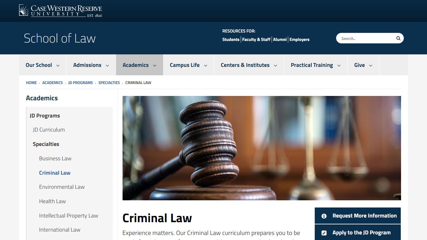 Criminal Law | School of Law | Case Western Reserve University