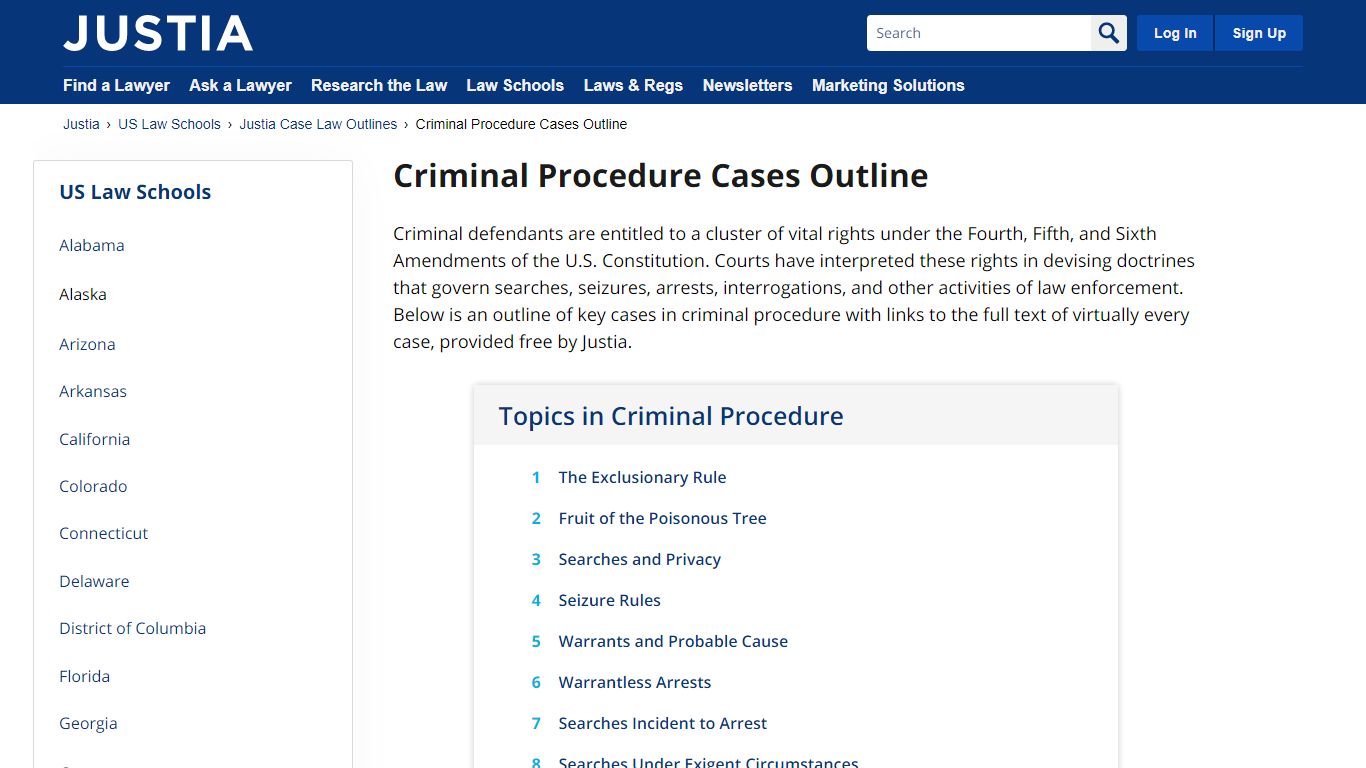 Criminal Procedure Cases Outline | Justia